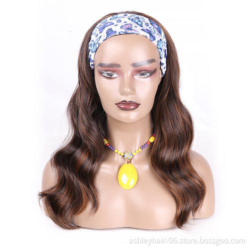 Julianna Kanekalon Headband Wig Black Woman Body Wave 22 inch Black 1B/27 Bone Straight Synthetic Headband Wig headband Wigs